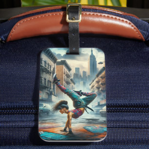 Etiqueta De Bagagem Breakdancer Women in action Silhout Nova Iorque