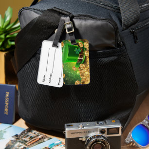 ETIQUETA DE BAGAGEM BRILHANTE IRLANDÊS SUPERIOR E MOEDAS DOURADAS