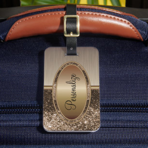 Etiqueta De Bagagem Brilho de Brown e impressão do bronze da escova d