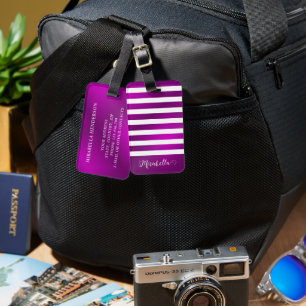 Etiqueta De Bagagem Brilho Roxo Personalizado