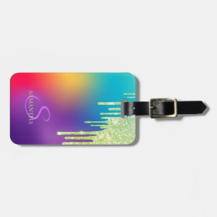 Etiqueta De Bagagem Brilhos Modernos com Efeito Ombre Holográfico
