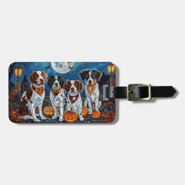Etiqueta De Bagagem Brittany Spaniel Halloween Spooky (Frente Horizontal)