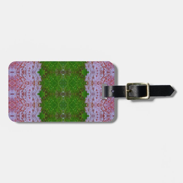 Etiqueta De Bagagem Bronze e Verde deixam Ikat (Frente Horizontal)