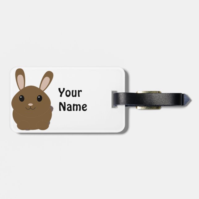 Etiqueta De Bagagem Brown Cartoon Bunny (Traseira Horizontal)