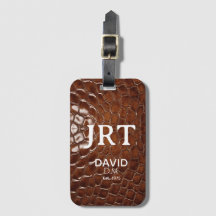 Brown Crocodile Leather Monogram Passport 