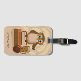 Etiqueta de Bagagem Brown Owl on Books