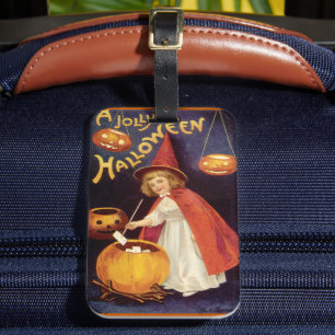 Etiqueta De Bagagem Bruxa de Halloween Jolly Vintage por Ellen Clapsad
