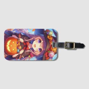 Etiqueta De Bagagem Bruxa do Halloween do Anime Bonito