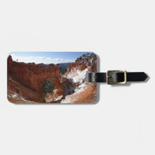 Etiqueta De Bagagem Bryce Canyon Natural Bridge Snowy Landscape Foto