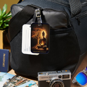 Etiqueta De Bagagem Buda meditando debaixo de uma árvore