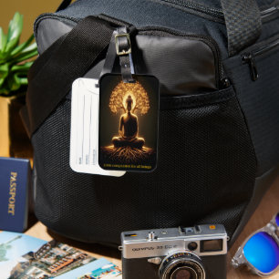 Etiqueta De Bagagem Buda meditando sob uma árvore