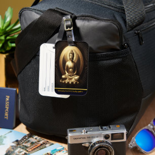 Etiqueta De Bagagem Buda Ouro Tranquilo em meditação