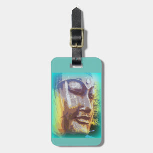 Etiqueta De Bagagem buddha enfrenta o verde