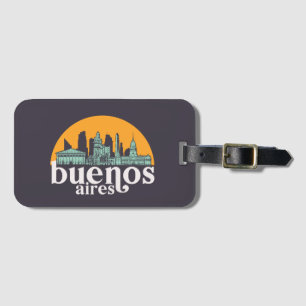 Etiqueta De Bagagem Buenos Aires Vintage City Skyline Cityscape Art