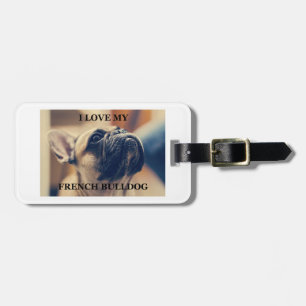 Etiqueta De Bagagem buldogue francês castanho amor c/ foto