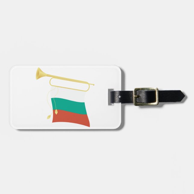 Etiqueta De Bagagem Bulgarian Flag and Bugle (Frente Horizontal)
