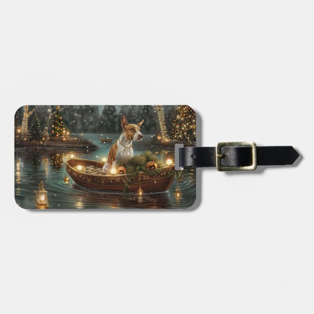 Etiqueta De Bagagem Bull Terrier Christmas Voyage festiva (Frente Horizontal)