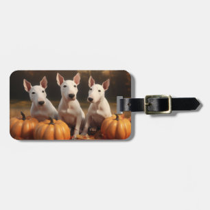 Etiqueta De Bagagem Bull Terrier Puppy Autumn Delight Pumpkin