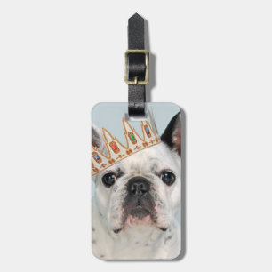 Etiqueta De Bagagem Bulldog Francês com Coroa