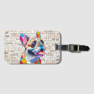 Etiqueta De Bagagem Bulldog Francês - Frenchie - mosaico colorido