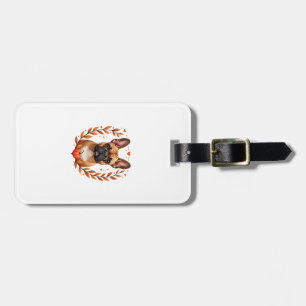 Etiqueta De Bagagem Bulldog Francês Vintage com Coroa de Folhas de Out