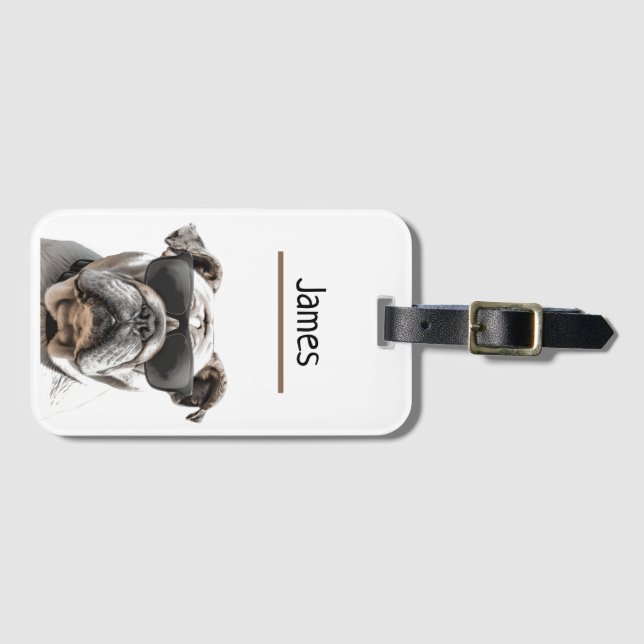Etiqueta De Bagagem Bulldog Personalizado (Frente Horizontal)