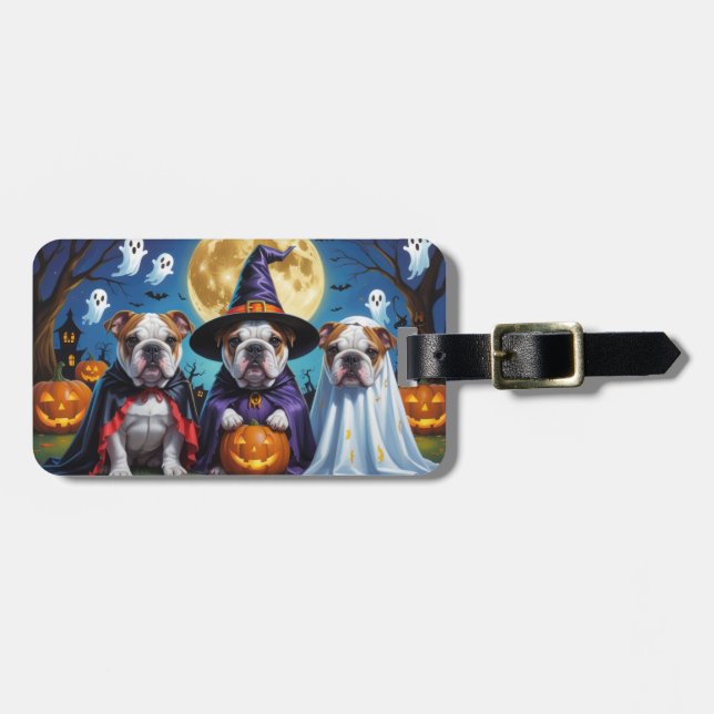 Etiqueta De Bagagem Bulls Pumpkin Halloween Engraçado (Frente Horizontal)
