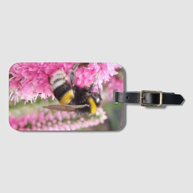 Etiqueta De Bagagem Bumblebee on Pink Flowers  (Frente Horizontal)