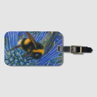 Etiqueta De Bagagem Bumblebee sobre o Thistle Azul