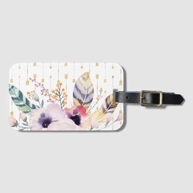 Etiqueta De Bagagem Buquê Boho (Frente Horizontal)