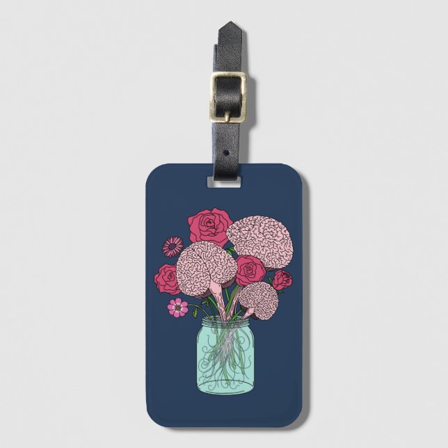 Etiqueta De Bagagem Buquê de Flor de Cérebro (Frente Vertical)