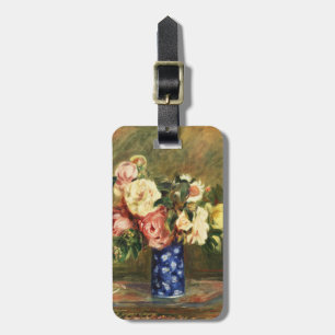 Etiqueta De Bagagem Buquê de Rosas Rosa Vintage Renoir em Vaso Azul Ar