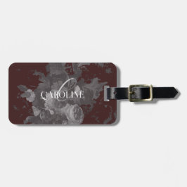 Etiqueta De Bagagem Burgundy Vintage Floral Still Life Na moda
