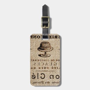 Etiqueta De Bagagem burlap scripts chique french country cake