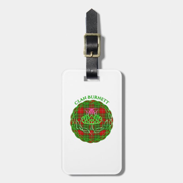 Etiqueta De Bagagem Burnett Scottish Tartan Celtic Thistle (Frente Vertical)
