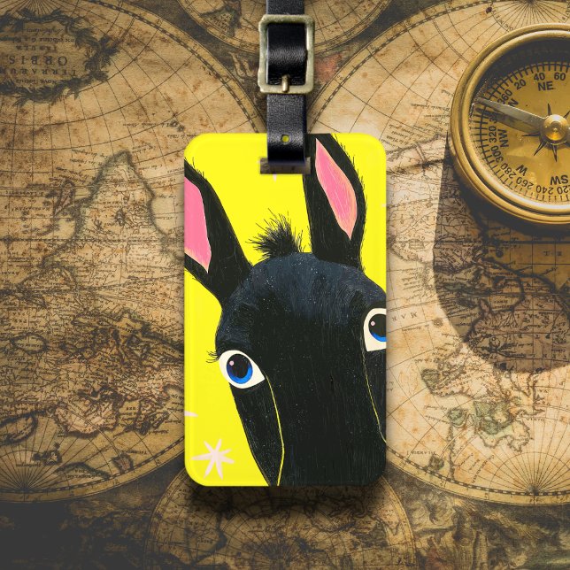 Etiqueta De Bagagem Burro Preto Engraçado (Criador carregado)