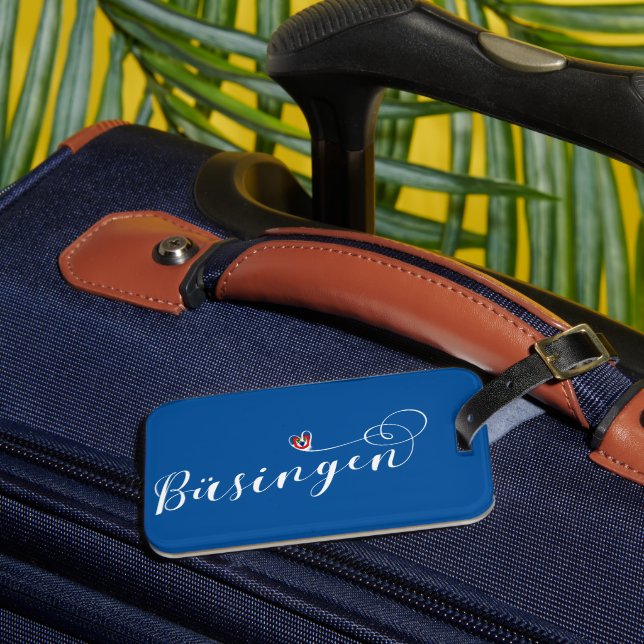 Etiqueta De Bagagem Büsingen Flag Heart, Büsingen am Hochrhein (Frente Insitu 3)