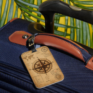 Etiqueta de Bagagem Bússola Diário de Viagem Vinta