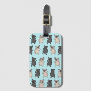 Etiqueta De Bagagem Busto do filhote de cachorro do Pug do abanador do