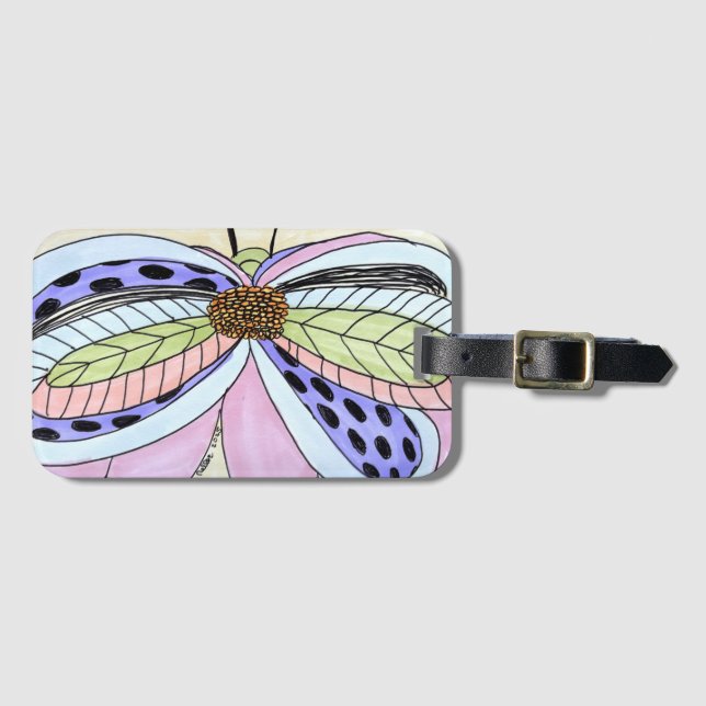 Etiqueta De Bagagem Butterfly Flower Blank (Frente Horizontal)