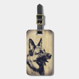 Etiqueta De Bagagem Cabeça de German shepherd Grunge Vintage