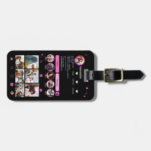 Etiqueta De Bagagem Cabeleireiro Instagram Maquiador Chic QR Rosa
