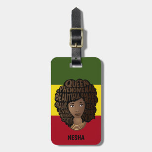 Etiqueta De Bagagem Cabelo Natural Encorajando Greve Amarela Verde