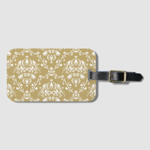 Etiqueta De Bagagem Cacau e Cream Damask