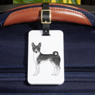 Etiqueta De Bagagem Cachorro Basenji Cujo Texto É Preto E Branco E Per