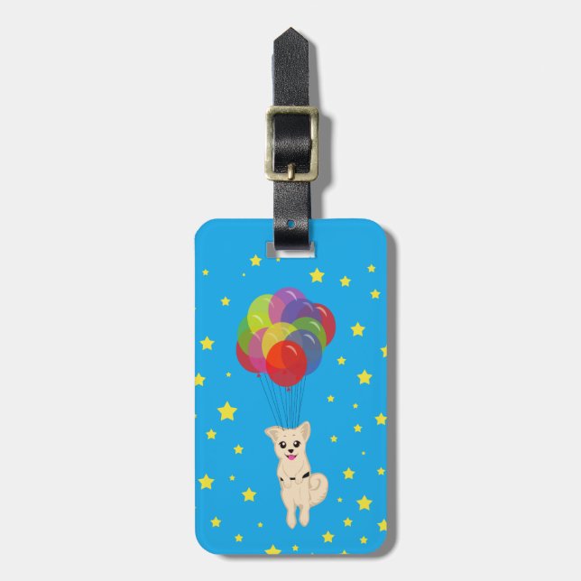 Etiqueta De Bagagem Cachorro com Balões (Frente Vertical)
