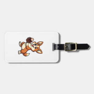 Etiqueta De Bagagem Cachorro Corgi Apanhador de Beisebol Vintage Carto