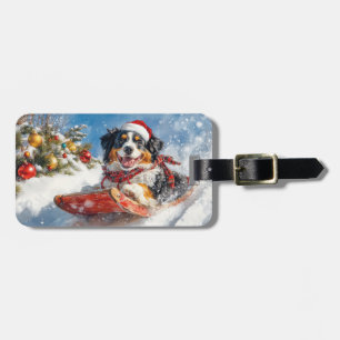 Etiqueta De Bagagem Cachorro da Montanha Bernese no Natal da Seiva