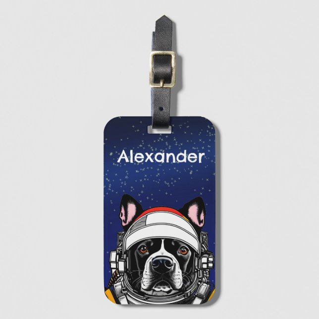 Etiqueta De Bagagem Cachorro Espacial Personalizado (Frente Vertical)