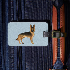 Etiqueta De Bagagem Cachorro German shepherd Preto E Tano Com Texto Pe